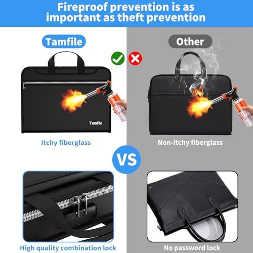 Tamfile Accordion File Organizer with Lock, Fireproof 3 Ring Binder, Black - Image 3