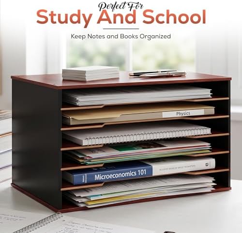 6-Tier Construction Paper Organizer, 12x18 11x17 Storage, Mahogany Finish - Image 3