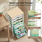 Pipishell Rolling Cart with 8 Drawers, Craft Storage Cart, Green Gradient - Image 5