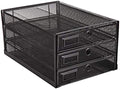 Annova Desk Organizer Wire Mesh 3 Tier Sliding Drawers Paper Sorter/Multifunctional/Premium Solid Construction for Letters, Documents, Mail, Files, Paper, Kids' Art Supplies (Black) by LivingNecessities
