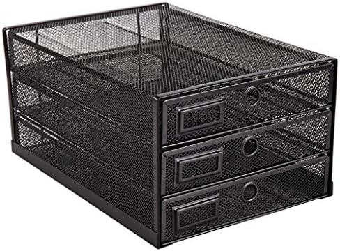 Annova Desk Organizer Wire Mesh 3 Tier Sliding Drawers Paper Sorter/Multifunctional/Premium Solid Construction for Letters, Documents, Mail, Files, Paper, Kids' Art Supplies (Black) by LivingNecessities
