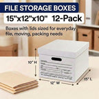 BOX USA Boxes with Lids and Handles (12-Pack) - File Storage Boxes for Office Supplies, Book Storage, Moving, and Packaging - Image 2