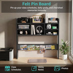 37" Black Desk Hutch Dorm Top Only with Sheves Felt Board for College - Image 4