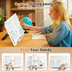 2-in-1 Floor Standing Book Stand, Foldable Book Holder for Reading with Page Clips, 19"–51" Height Adjustable, Sturdy Podium Stand for Reading, Bible, Laptop, Cookbooks, or Projector - Image 6