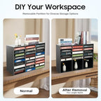 27 Slot Mail Sorter Organizer, Wood Literature Organizer Student Mailbox for Classroom, Desktop File Paper Storage Rack for Office Home School - 31.5" L×12”W×21.6“H (Black, 27-Compartment) - Image 4