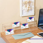 Hoteam Acrylic Business Card Holder for Desk Multiple 16 Slot 4 Tier Large Business Card Organizer Display Rack Clear Plastic Holder Stand for Home(2 Pcs) - Image 3