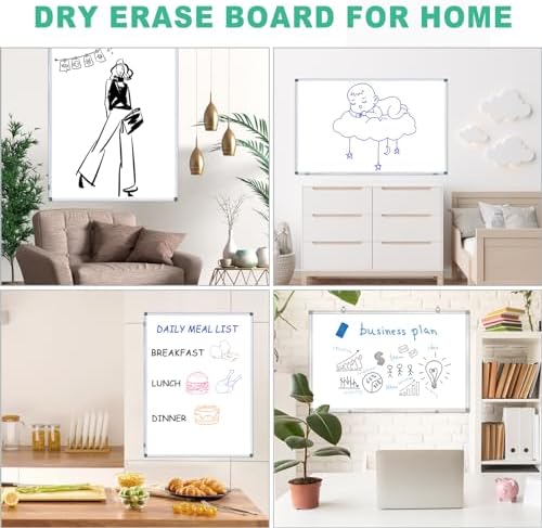 H-Qprobd 4' x 3' Whiteboard Dry Erase White Board for Wall 48x36 (2pcs) Magnetic Boards for Office Classroom & Home, Small Wall Whiteboard Including 6 Markers, 20 Magnets, 2 Erasers - Image 4