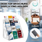 YEXEXINM 2 Pack 5 Tier Brochure Holder 12x13 Inch Acrylic Literature Display Stand Holds 3 Brochures in One Row Clear Pamphlet Holder Display Stand for Flyers Booklets Table Signs Office Store Home - Image 4