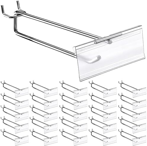 Thyle 50 Pcs Metal Scan Hook with Label Holder for 1/8" to 1/4" Pegboard, Peg Board Hooks with Price Tag, Pegboard Wall Accessories, Metal Hooks for Home Garage Retail Display Supplies (8 Inch) by Thyle