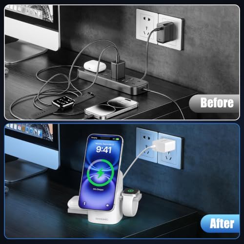 25W 3 in 1 Wireless Charging Station for Apple&Samsung, Desk Night Stand - Image 6