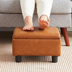 Small Foot Stool Under Desk Foot Stools Ottoman Footstool Foot Stools Small Footstools Foot Stool for Living Room Foot Rest 15" W x 12" D x 9.5" H Faux Leather Brown by BAKSEA