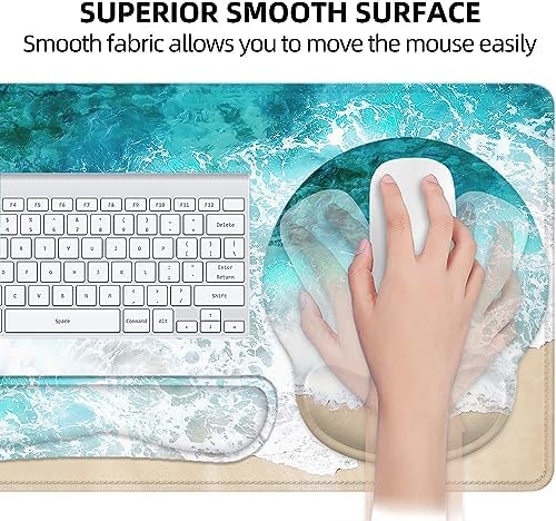 Large Desk Mat, Mouse Pad with Wrist Support, Keyboard Wrist Rest Set - Image 4