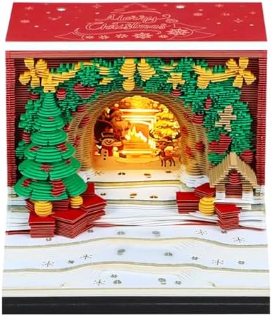 3D Memo Pad Time Piece Calendar 2027, 3D Tear-Off Art Desk Calendar 2027, Creative 3D Memo Pad Paper Art Tree House DIY Paper Carving Decoration (Christmas Arch) by PTAEXCEL