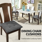 Office Stacking Chair Cushions 4 Pack, Corduroy High Density Foam Kitchen Seat Cushions with Ties, Square 17" x 17" Indoor Non-Slip Dining Chair Pads, Grey，4pcs - Image 3
