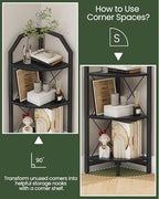 CHOEZON 3-Tier Corner Shelf, Industrial Corner Bookshelf, 35.4" Storage Stand, Plant Stand Display Shelf, Bookcase for Bedroom, Living Room, Home Office, Black TCJ03BB ﻿ - Image 3