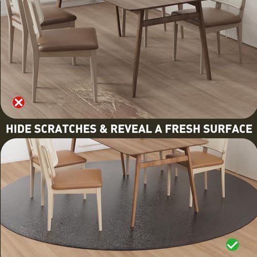 Black Plastic Floor Mat for Under Dining Table, 4ft Round No Slip Waterproof Vinyl Area Rug for Home, Anti-Spill Hard Floor Protector Cover for Living Room, Splat Mat for Under High Chair - Image 3