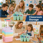 gisgfim 8 Pack Pastel Classroom Caddy Table Organizer with Handle - Image 6