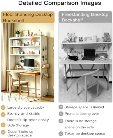 Freestanding Bookshelf with Pegboard, Large Nail Board Display Rack - Image 4