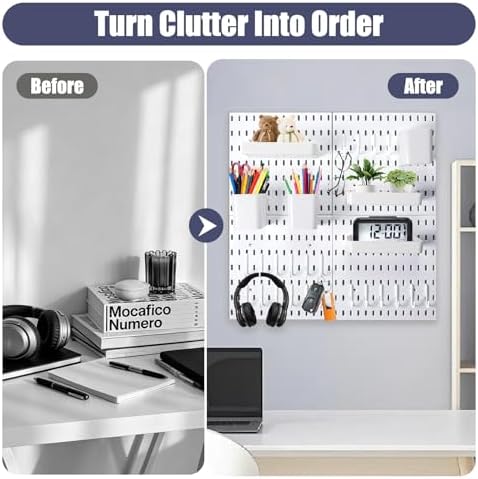4 Pack White Plastic Pegboard Wall Shelf Organizer with Modular Storage - Image 4