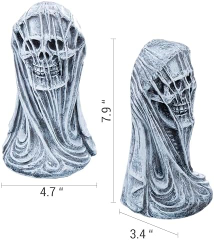 MyGift Gothic Bookends, Skull Decorative Book Ends for Heavy Books, Resin Horror Themed Death Skull Statue Book Holder for Shelves, Office, Halloween Decor - Image 4