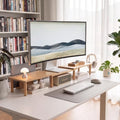 Bamboo Monitor Riser, 3-in-1 Modular Computer Monitor Stand by Rocdeer