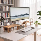Bamboo Monitor Riser, 3-in-1 Modular Computer Monitor Stand by Rocdeer