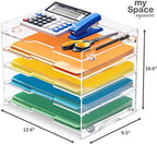 File Paper Organizer Letter Tray For Desk Office Supplies Folder Accessories Storage, Clear Acrylic, For Home School Desktop Organization - Image 5