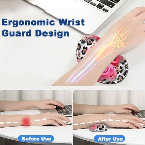 Large Mouse Pad + Keyboard Wrist Rest Set, Extended Gaming Mousepad (31.5X11.8 inch) with Non-Slip Rubber, Ergonomics Memory Foam Mouse Wrist Rest Support, Leopard Rose Painting XXL Desk Pad - Image 5