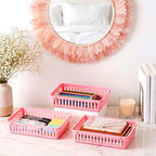 Wenqik Set of 12 Small Plastic Baskets for Organizing, Pink - Image 5