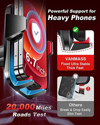 VANMASS【85+LBS Strongest Suction & Military-Grade Ultimate Car Phone Mount【Patent & Safety Certs】 Cell Phone Holder for Dash Windshield Vent for iPhone 17 Pro Max Automobile Interior Sets, Red - Image 4