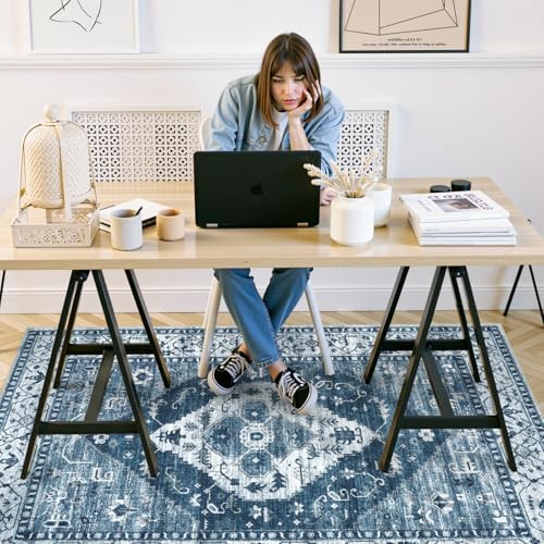 Anidaroel 5x7 Chair Mat for Hardwood Floor, Desk Mat for Chair, Office Floor Mat, Anti-Slip Rolling Chair Mat for Hardwood, Low Pile Carpet Protector Floor Mat, Blue - Image 2