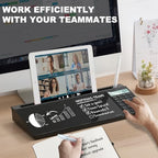 Small Glass Desktop Whiteboard Dry-Erase-Board - Computer Keyboard Stand with Calculator White Board Surface Pad with Drawer, Desk Organizers with Accessories for Office, Home, School Supplies - Black - Image 2
