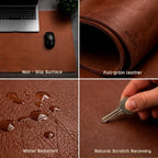 Premium Leather Desk Mat, Full Grain Leather Desk Pad Protector & Desk Blotter, Waterproof Non-Slip Writing Surface for Keyboard, Mouse & Laptop, Desk Pad for Home & Office (Tobacco, Medium) - Image 3