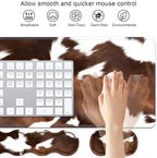 4 in 1 Ergonomic Keyboard Wrist Rest & Mouse Pad Wrist Rest Set, Large XXL Gaming Desk Mat 31.5"x 11.8" with Non-Slip Base, Memory Foam for Home Office Study Gaming, Brown Black Cow Print - Image 3