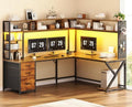 SEDETA L Shaped Computer Desk with Hutch, 3 Drawers, Shelves by SEDETA