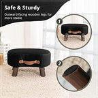 LUE BONA Small Curved Foot Stool with Handle, Black Velvet Footstool and Ottomans, Modern Foot Rest with Wooden Legs, Step Stool with Padded Seat for Couch, Living Room - Image 6