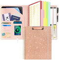 Ospelelf Clipboard with Storage Spiral Clipboard Folio for Letter Size,Organizer Folder with Zipper Pouch and 5 Dividers,Leather Portfolio for Office, School Rose Gold by OspelelfOfficeSupplies