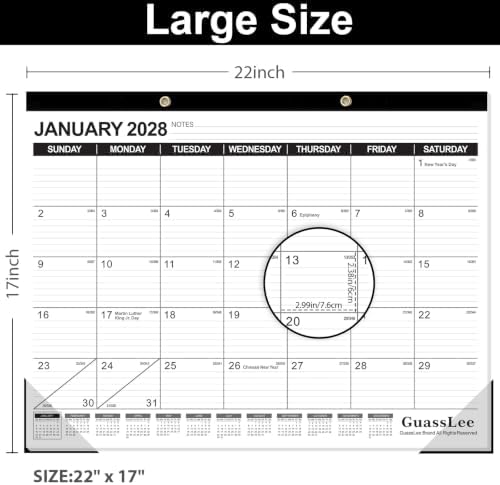 GuassLee Large Desk Calendar 2027 3 Pack, 18 Months Jan 2027–Jun 2028 - Image 2