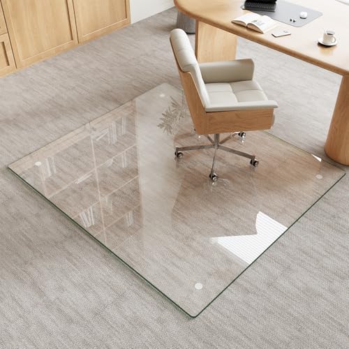 42" x 48" Tempered Glass Chair Mat for Carpet & Hard Floors by MYSUNORIA