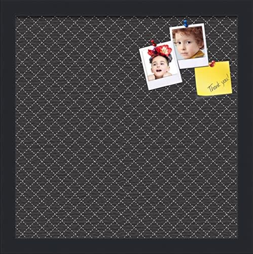 PinPix 14x14 inch Cork Bulletin Board. This Decorative Framed Pin Board Comes with Diamond Pattern in Black Design and Satin Black. Ideal for Home, Office Decor or School (PinPix-120) by PinPixBulletinBoards
