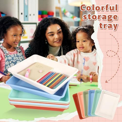 gisgfim 12 Pack Letter Size Stackable Paper Trays for Classroom, Boho - Image 4