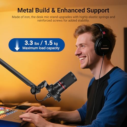 NEEWER BASICS Microphone Boom Arm, 31" Flexible Mic Desk Stand Mount, Compatible with Blue Yeti FIFINE AM8 K669B HyperX QuadCast S SoloCast AT2020 Shure SM7B MV7 for Gaming Streaming Recording, MS050 - Image 5