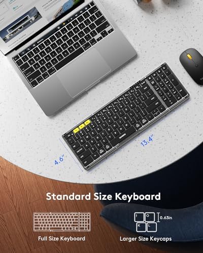 Foldable Keyboard and Mouse, Samsers Folding Bluetooth Keyboard Combo, 2.4G + BT5.0 x 2, Full-Size Portable Travel Keyboard & Rechargeable Wireless Mouse for Windows Android iOS Mac OS, Gray Black - Image 3