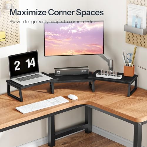 HOOBRO Dual Monitor Stand Riser, Computer Monitor Stand for PC, Black - Image 3