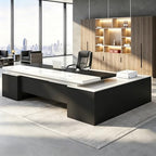 Executive Desk, L Shaped Executive Office Desk with Locking Drawer & File Cabinet, 1'' Thick Desktop, Large Office Desk with Storage, Modern Executive Computer Workstation for Home Office & Business by Unknown