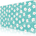 Turquoise Daisy Office Desk Mat 31.5" x 15.7" Desktop Mat PU Leather Large Mouse Pad White Mousepad Non-Slip Table Mat for Girls, Women, Home, Work, Computer, and Gaming by Unknown