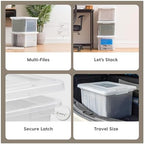 IRIS USA 8 Pack File Box, Plastic Document Organizer with Lid, 35 Qt, Clear - Image 3