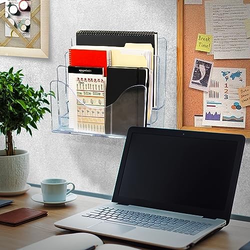 Azar Displays 250099-6PK Three Tier File and Brochure Desktop Wall Organizer Holder with Dividers brochure display stand acrylic file holder, Clear , 6-Pack - Image 6