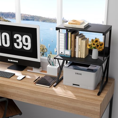 aboxoo Printer Stand for Desk to Save Space, Metal+Wood for Home Office - Image 6