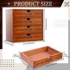 Wesiti Wooden Desk Organizer, 4 Drawers, Vintage Makeup Cabinet, Brown - Image 3